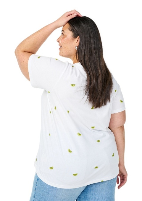 ZIZZI WYGODNY BIAŁY T-SHIRT NADRUK BAWEŁNA 252C ZIZZI WYGODNY BIAŁY T-SHIRT NADRUK BAWEŁNA 252C