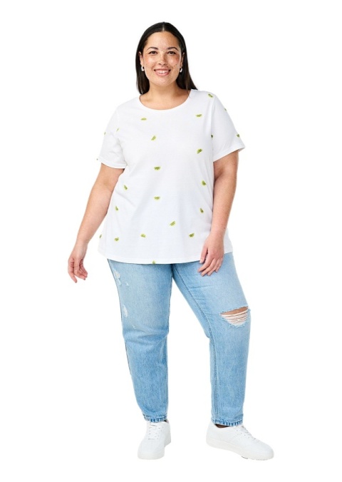 ZIZZI WYGODNY BIAŁY T-SHIRT NADRUK BAWEŁNA 252C ZIZZI WYGODNY BIAŁY T-SHIRT NADRUK BAWEŁNA 252C