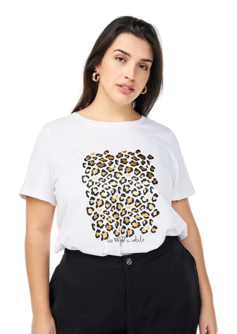 ZIZZI BIAŁY BAWEŁNIANY T-SHIRT NADRUK 507A ZIZZI BIAŁY BAWEŁNIANY T-SHIRT NADRUK 507A