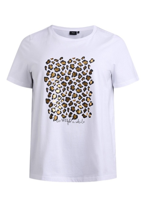 ZIZZI BIAŁY BAWEŁNIANY T-SHIRT NADRUK 507A ZIZZI BIAŁY BAWEŁNIANY T-SHIRT NADRUK 507A