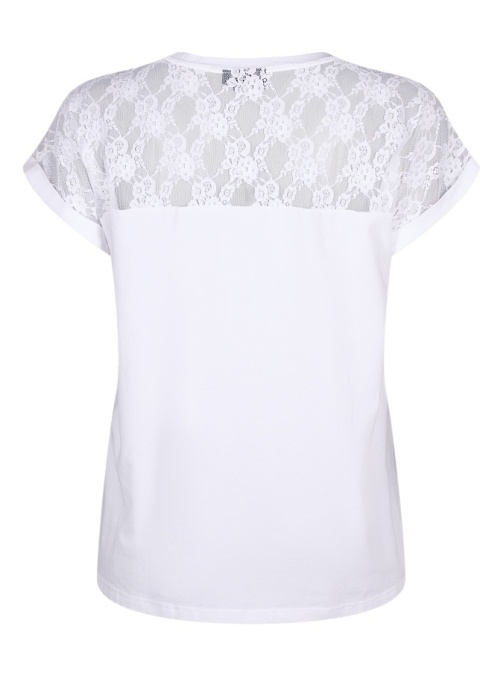 ZIZZI BIAŁA BAWEŁNIANA BLUZKA T-SHIRT KORONKA 082A