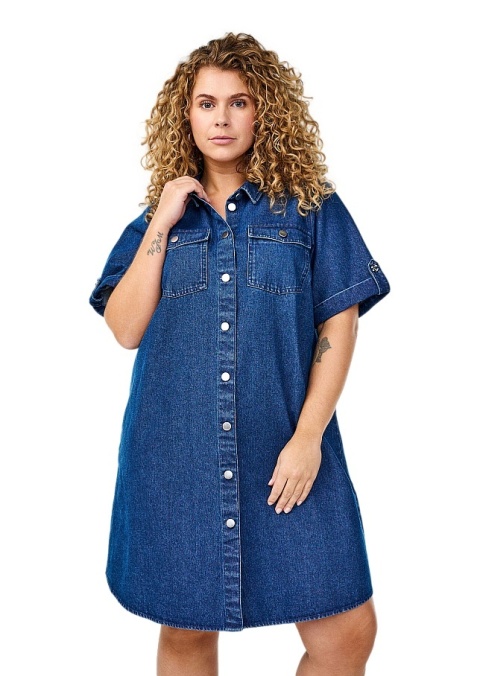 ZIZZI NIEBIESKA JEANSOWA SUKIENKA KOSZULOWA BAWEŁNA 700A ZIZZI NIEBIESKA JEANSOWA SUKIENKA KOSZULOWA BAWEŁNA 700A