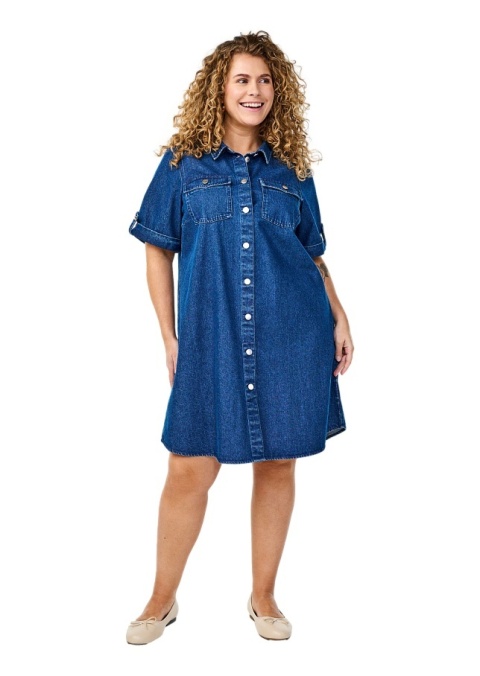 ZIZZI NIEBIESKA JEANSOWA SUKIENKA KOSZULOWA BAWEŁNA 700A ZIZZI NIEBIESKA JEANSOWA SUKIENKA KOSZULOWA BAWEŁNA 700A