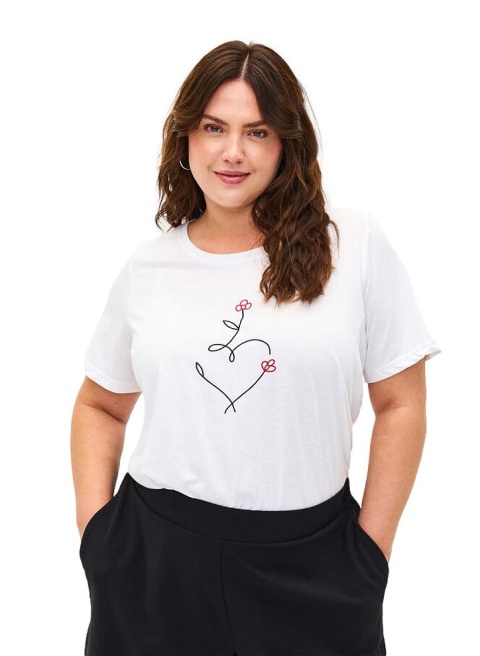 ZIZZI T-SHIRT BLUZKA BIAŁA NADRUK 002C ZIZZI T-SHIRT BLUZKA BIAŁA NADRUK 002C