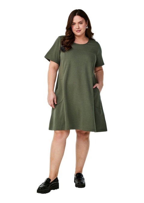 ZIZZI OLIWKOWA JERSEYOWA SUKIENKA KIESZENIE 199A ZIZZI OLIWKOWA JERSEYOWA SUKIENKA KIESZENIE 199A
