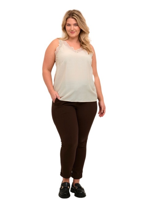 KAFFE KREMOWY TOP BLUZKA KORONKA K396