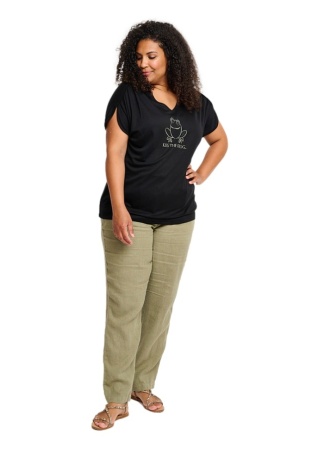 CHALOU PROSTE LNIANE SPODNIE KHAKI C255