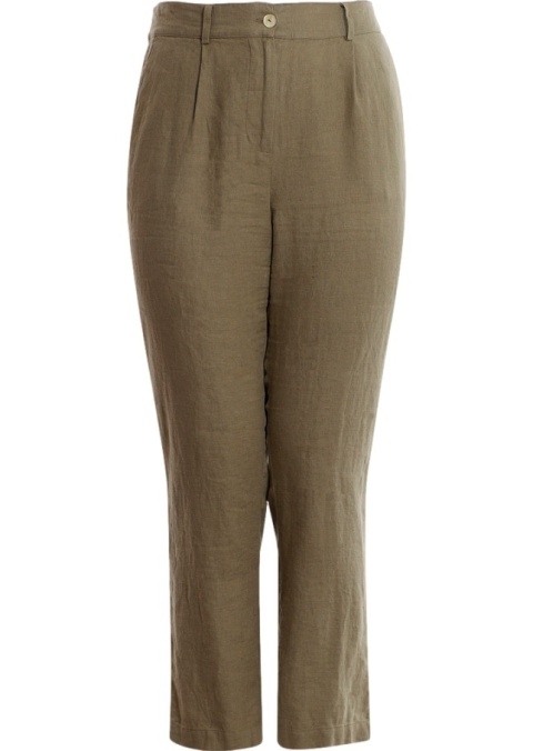 CHALOU PROSTE LNIANE SPODNIE KHAKI C255