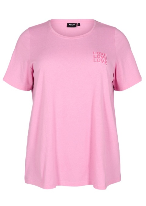 ZIZZI KLASYCZNY RÓŻOWY T-SHIRT NADRUK 002G