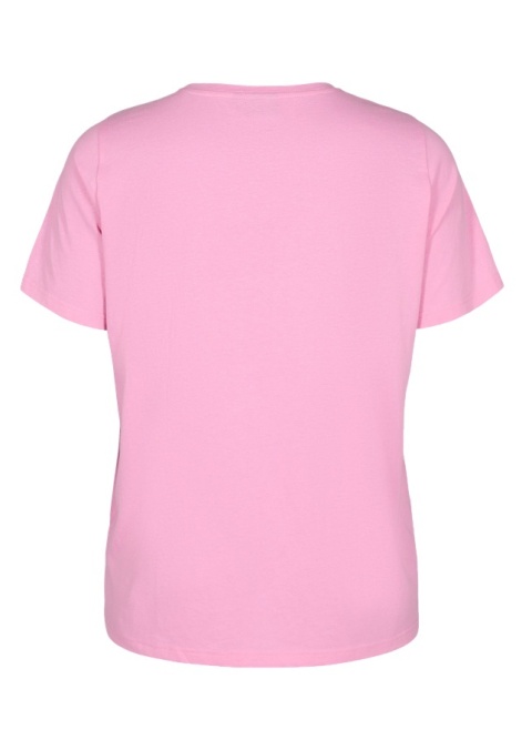 ZIZZI KLASYCZNY RÓŻOWY T-SHIRT NADRUK 002G