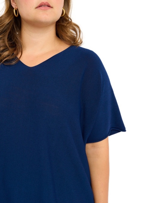 ADIA GRANATOWA DZIANINOWA BLUZKA T-SHIRT WISKOZA OVERSIZE A203
