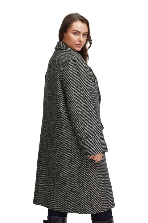 FRANSA ELEGANCKI BIAŁO CZARNY PŁASZCZ WEŁNA F377