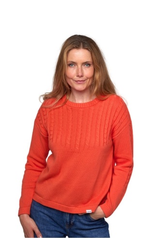 LIND SWETER DZIANINOWY BLUZKA POMARAŃCZOWY L146