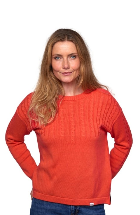 LIND SWETER DZIANINOWY BLUZKA POMARAŃCZOWY L146