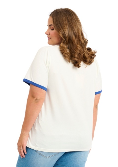 ADIA KLASYCZNY BIAŁTY T-SHIRT WZÓR NIEBIESKI A410