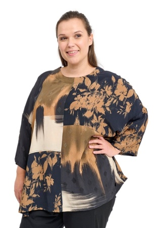 PONT NEUF ELEGANCKA CZARNA BLUZKA OVERSIZE WZÓR V865