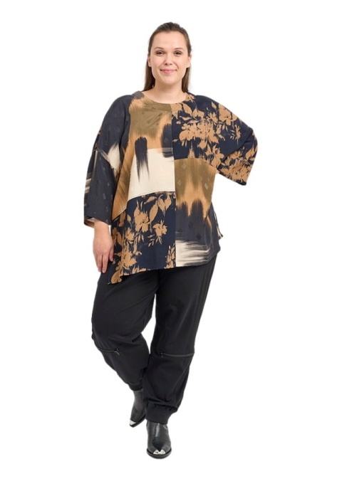 PONT NEUF ELEGANCKA CZARNA BLUZKA OVERSIZE WZÓR V865