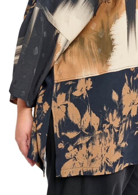 PONT NEUF ELEGANCKA CZARNA BLUZKA OVERSIZE WZÓR V865