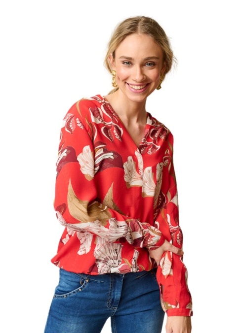 SHIRTMAKER CZERWONA BLUZKA WZÓR GUMKA S475