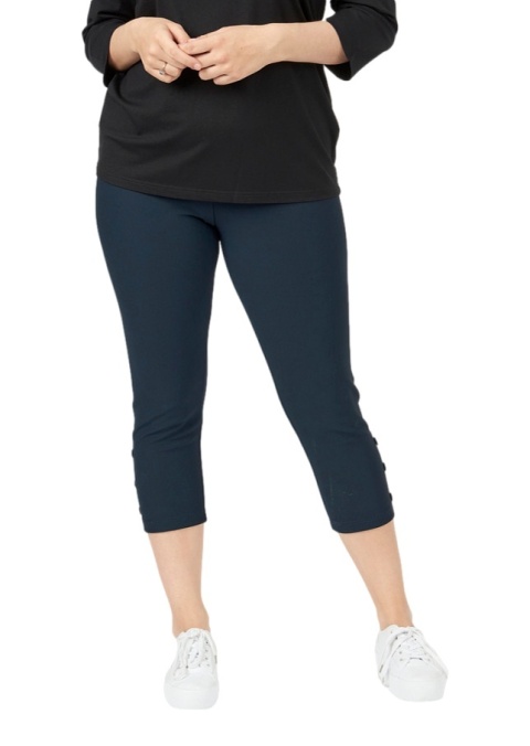 PONT NEUF WYGODNE GRANATOWE LEGGINSY 3/4 DETALE V082