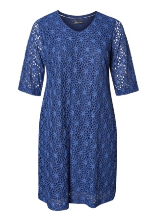 SEMPRE PRU ELEGANCKA NIEBIESKA SUKIENKA KORONKA S783
