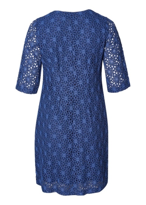 SEMPRE PRU ELEGANCKA NIEBIESKA SUKIENKA KORONKA S783
