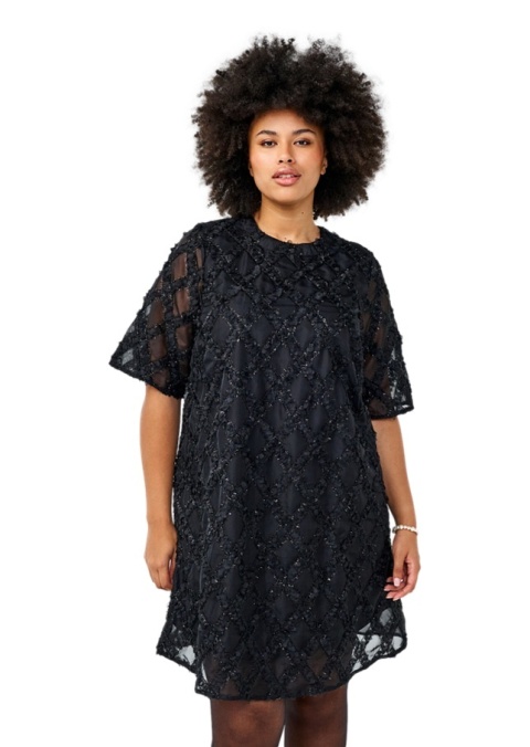 ZIZZI ELEGANCKA CZARNA SUKIENKA TEKSTURA 296A