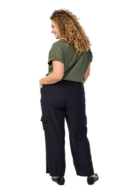 ZIZZI CZARNE SPODNIE BOJÓWKI PROSTA NOGAWKA 496D