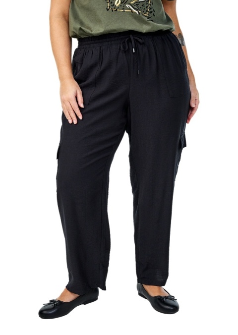 ZIZZI CZARNE SPODNIE BOJÓWKI PROSTA NOGAWKA 496D