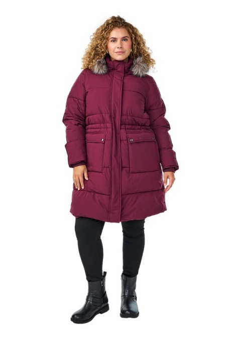 ZIZZI BORDOWA PIKOWANA KURTKA ZIMOWA KAPTUR 264B