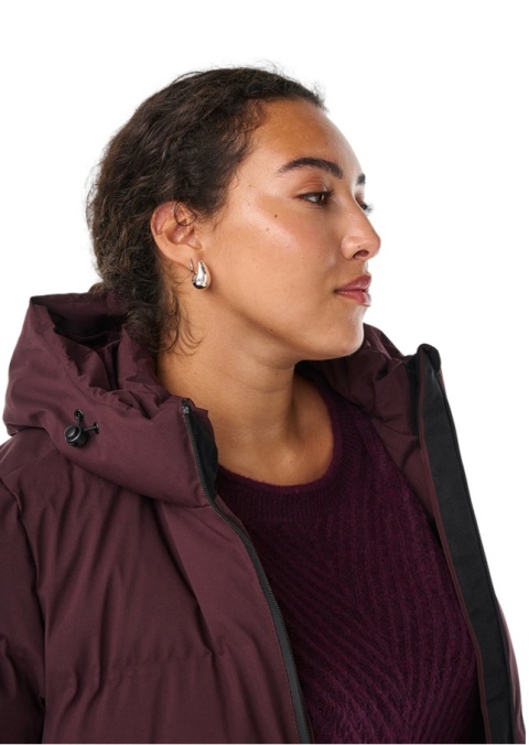 ZIZZI DŁUGA BORDOWA KURTKA ZIMOWA KAPTUR 224A