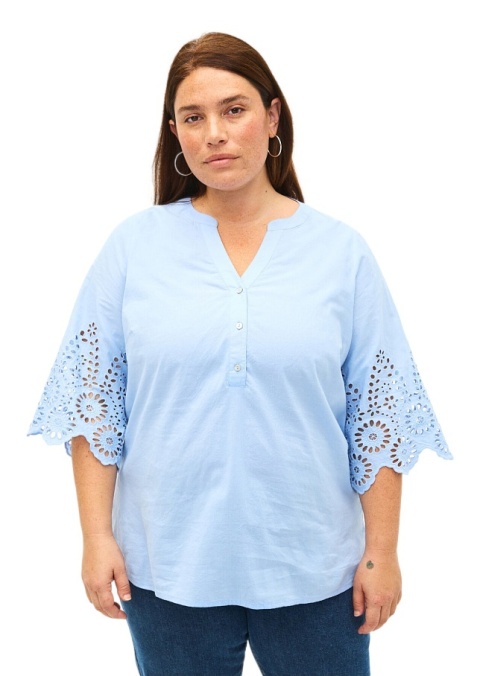 ZIZZI NIEBIESKA BLUZKA ANGIELSKI HAFT BAWEŁNA 851B