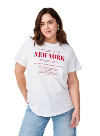 ZIZZI BIAŁY T-SHIRT NADRUK BAWEŁNA 264A