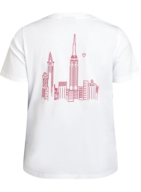 ZIZZI BIAŁY T-SHIRT NADRUK BAWEŁNA 264A