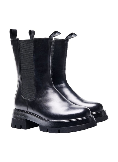 ZIZZI BUTY BOTKI CZARNE SKÓRZANE SZEROKIE 006A