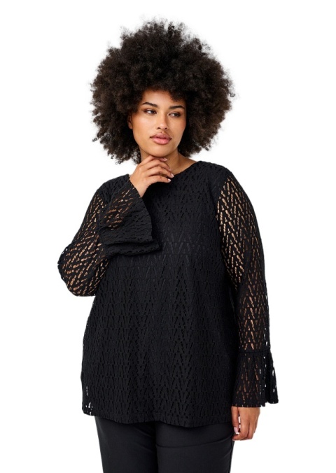 ZIZZI ELEGANCKA CZARNA BLUZKA KORONKA 551A