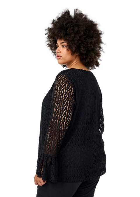 ZIZZI ELEGANCKA CZARNA BLUZKA KORONKA 551A