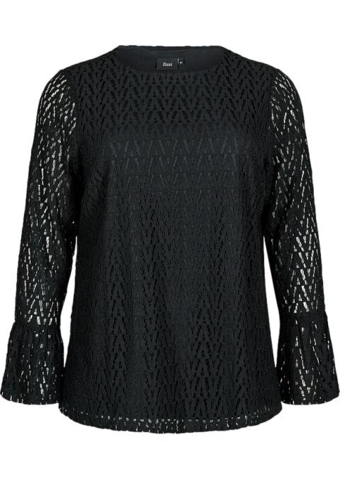 ZIZZI ELEGANCKA CZARNA BLUZKA KORONKA 551A