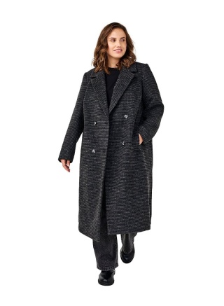 ZIZZI ELEGANACKI WEŁNIANY PŁASZCZ CZARNY 392A