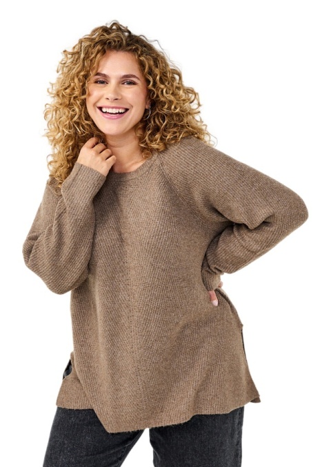 ZIZZI BEŻOWA BLUZKA SWETER DZIANINA 279D