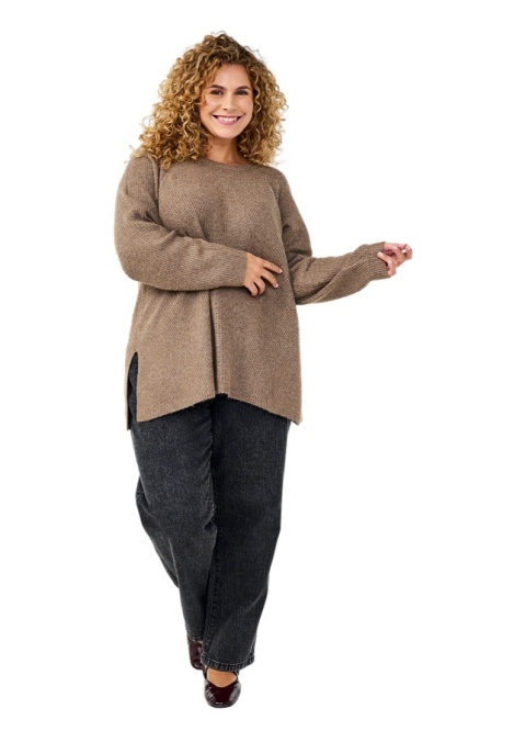 ZIZZI BEŻOWA BLUZKA SWETER DZIANINA 279D