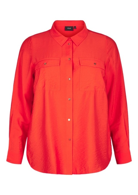 ZIZZI KLASYCZNA CZERWONA KOSZULA KIESZENIE 599E
