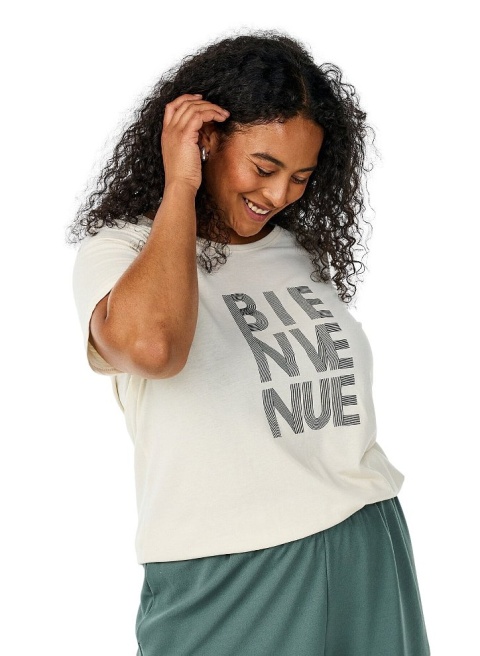 ZIZZI KLASYCZNY SZARY T-SHIRT NADRUK 002G