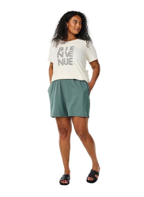 ZIZZI KLASYCZNY SZARY T-SHIRT NADRUK 002G