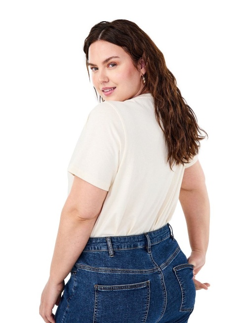 ZIZZI MODNY BIAŁY T-SHIRT NADRUK BAWEŁNA 294B