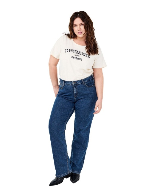 ZIZZI MODNY BIAŁY T-SHIRT NADRUK BAWEŁNA 294B