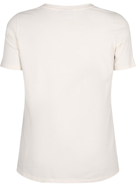 ZIZZI MODNY BIAŁY T-SHIRT NADRUK BAWEŁNA 294B