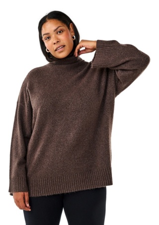 ZIZZI MODNY BRĄZOWY GOLF SWETER DZIANINA 405J
