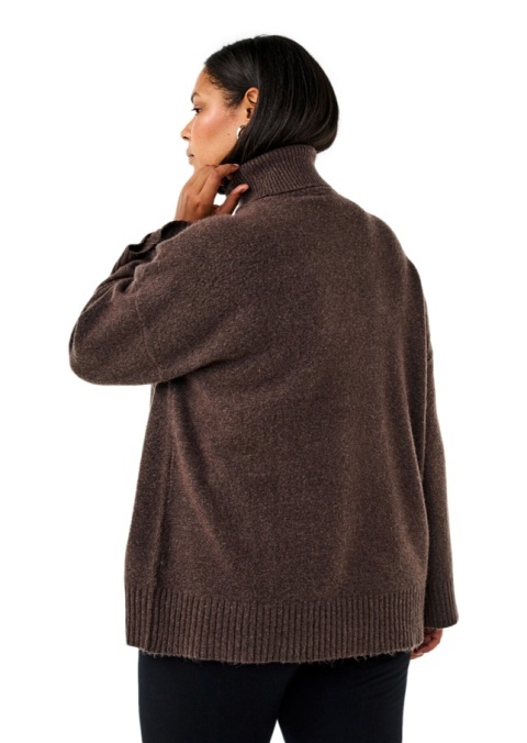 ZIZZI MODNY BRĄZOWY GOLF SWETER DZIANINA 405J