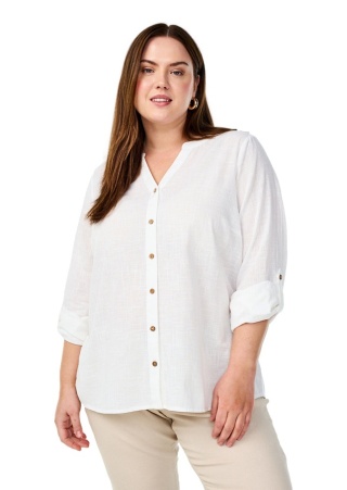 ZIZZI BIAŁA BLUZKA KOSZULA BAWEŁNA 361D